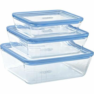 Set Lunchboxen Pyrex Blauw Transparant 3 Onderdelen