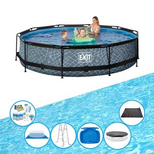 EXIT Zwembad Stone Grey - Frame Pool ø360x76cm - Inclusief toebehoren