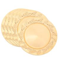 Diner/Kerstdiner onderborden - 6x - goud - kerstprint - rond - D33 cm - multifunctioneel