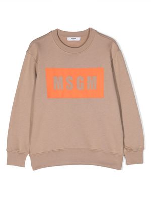 MSGM Kids sweat en coton à logo imprimé - Tons neutres