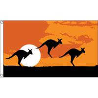 Kangoeroes thema Australie vlag - bruin - 90 x 150 cm - polyester - dieren/sfeer - Landen decoraties