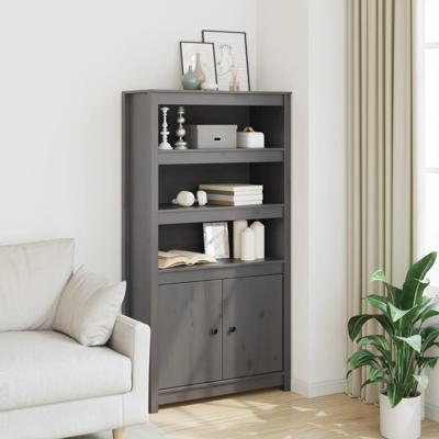 Hoge kast 80x35x154 cm massief grenenhout grijs