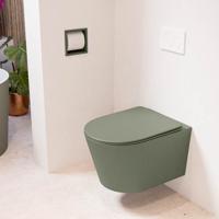 Wandcloset Mondiaz Lavie | Zonder spoelrand | Incl.Toiletzitting-Army | Keramiek | Army (groen)