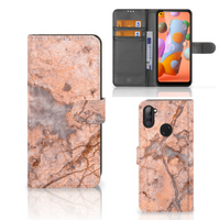 Samsung Galaxy M11 | A11 Bookcase Marmer Oranje - thumbnail