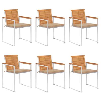 Tuinstoelen 6 st met kussens massief acaciahout