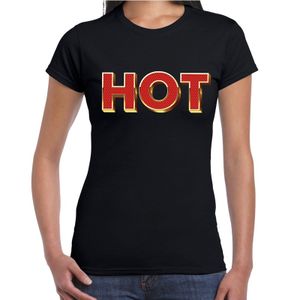 HOT fun tekst t-shirt zwart met 3D effect voor dames