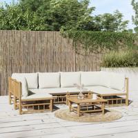7-delige Loungeset met kussens bamboe crèmewit