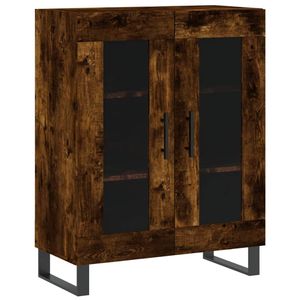 The Living Store Classico Dressoir - Gerookt Eiken - 69.5x34x90cm - Met Glas