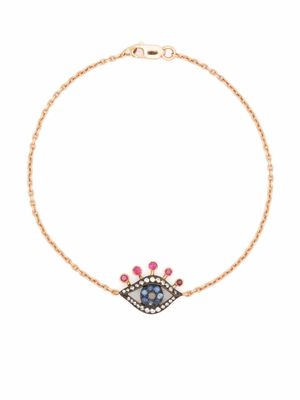 Monan bracelet Evil Eye en or rose 18ct orné de diamant, saphir et rubis