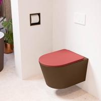 MONDIAZ LAVIE hangend toilet single fire rimless diepspoel Rust, Toiletzitting met quick-release & softclose Fire