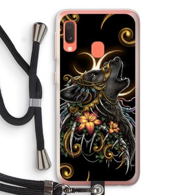 Huilende Wolf: Samsung Galaxy A20e Transparant Hoesje met koord
