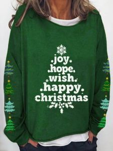 Christmas Long sleeve Jersey Loose Text Letters Casual Sweatshirt