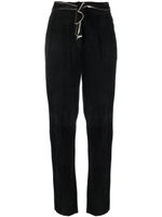 Versace Pre-Owned pantalon en cuir à taille nouée (années 1970) - Noir