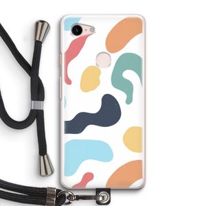 Memphis Shapes Blue: Pixel 3 Transparant Hoesje met koord