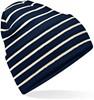 Beechfield CB39R Original Deep Cuffed Striped Beanie - French Navy/Soft White - One Size