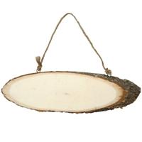 Hobby boomstam ophang bord - 23 x 6 cm - boomschijf bordjes - naambordje - huisnummer bordje