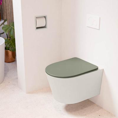 MONDIAZ LAVIE hangend toilet single fire rimless diepspoel Linen, Toiletzitting met quick-release & softclose Army