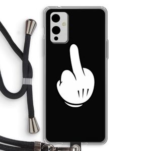 Middle finger black: OnePlus 9 Transparant Hoesje met koord