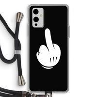 Middle finger black: OnePlus 9 Transparant Hoesje met koord