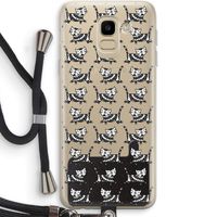 Zwarte poes: Samsung Galaxy J6 (2018) Transparant Hoesje met koord