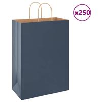 VidaXL Papieren zakken 250 st met hengsels 32x17x44 cm blauw