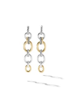 David Yurman boucles d'oreilles DY Mercer Linked en or 18ct et argent sterling pavées de diamants (68 mm)