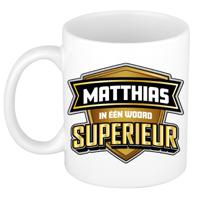 Naam mok Matthias - wit - Superieur - keramiek - 300 ml - cadeau collega beker