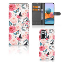 Xiaomi Redmi Note 10 Pro Hoesje Butterfly Roses - thumbnail