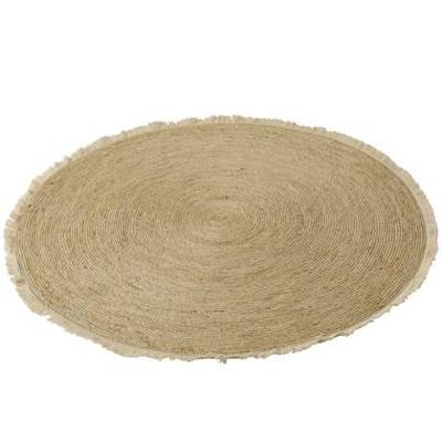 J-line - Tapijt Kwastjesband Mais Schil|katoen Beige Wit - 120x120x1cm
