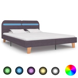 Bedframe met LED stof taupe 180x200 cm