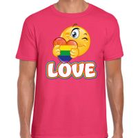 Bellatio Decorations Gay Pride shirt - love - regenboog - heren - roze 2XL  - - thumbnail