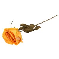 Top Art Kunstbloem roos Calista - perzik oranje - 66 cm - kunststof steel - decoratie bloemen   - - thumbnail