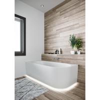 Ligbad Halfvrijstaand Riho Desire Corner Rechts 184x84x60 Acryl Mat Wit met LED Verlichting Incl. Sifon & Pootset