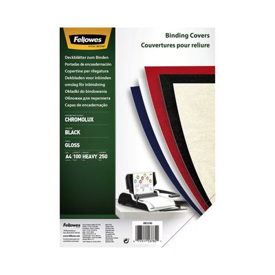 Voorblad Fellowes A4 Chromolux 250gr zwart 100stuks
