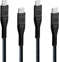 BlueBuilt Usb C naar Lightning Kabel 1,5m Kevlar Zwart Duo Pack