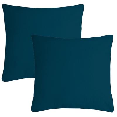 Stof Textile sierkussen Nelson - 2x - petrol blauw - 40 x 40 cm - bank kussens - polyester