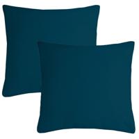 Stof Textile sierkussen Nelson - 2x - petrol blauw - 40 x 40 cm - bank kussens - polyester