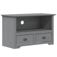 The Living Store BODO Tv-meubel - Grijs - 91 x 43 x 56 cm - Massief grenenhout - 2 lades - Metalen handgrepen