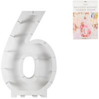 Ginger Ray ballon mozaiek 6 cijfer wit 85 cm | 8 stuks