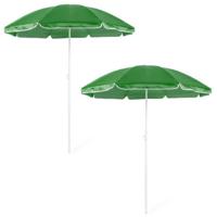Verstelbare strand/tuin parasol - 2x - groen - dia 150 cm - Zonbescherming - Voordelige parasols
