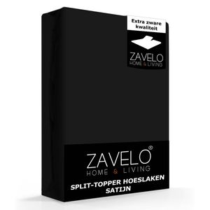 Zavelo Splittopper Hoeslaken Satijn Zwart-Lits-jumeaux (160x200 cm)