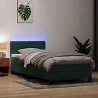 Boxspring met matras en LED fluweel donkergroen 90x210 cm