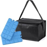 Strand sixpack mini koeltasje zwart inclusief 2 koelelementen - Koeltas - thumbnail
