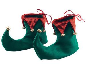 Kerstelf schoenen - groen/rood - met belletjes - 25 cm - volwassenen