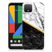 Google Pixel 4 TPU Siliconen Hoesje Marmer Wit Zwart - Origineel Cadeau Man