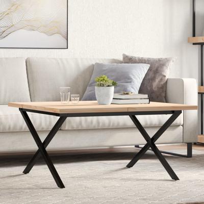 Salontafel X-frame 80x80x45,5 cm grenenhout en staal