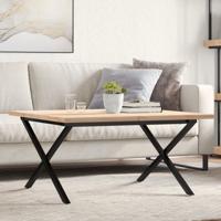Salontafel X-frame 80x80x45,5 cm grenenhout en staal