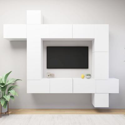 9-delige Tv-meubelset bewerkt hout wit