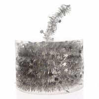 Decoris Kerstslinger - met sterren - zilver - lametta - 700 cm - Kerstslingers - thumbnail