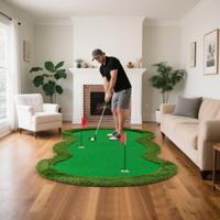 300 x 150 cm Golf Puttingmat Professionele Golf Oefenmat met 3 Gaten en Golfballen voor Thuis Groen